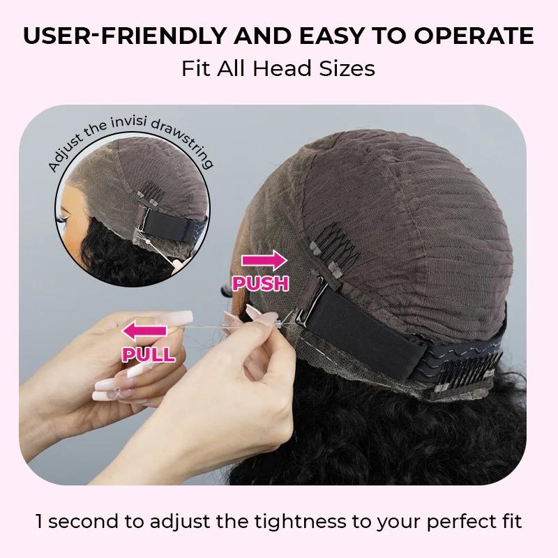 ISEE HAIR Wear Go 360 Lace Frontal Kinky Straight Glueless Wig Pre-Bleached Knots Invisi Draw-strings Glueless Human Hair Wigs Full Frontal Combs#SpringStatements