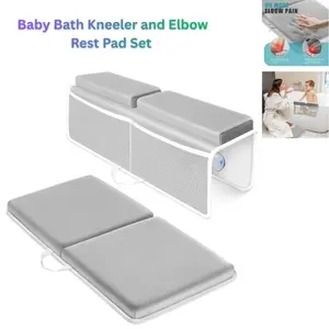 Baby Bath Kneeler and Elbow Rest Pad Set – Thick Memory Foam Kneeling Mat with Toy Organizer, Quick-Dry Non-Slip Bathtub Knee & Arm Support for Baby Bath Time, Perfect Gift Idea