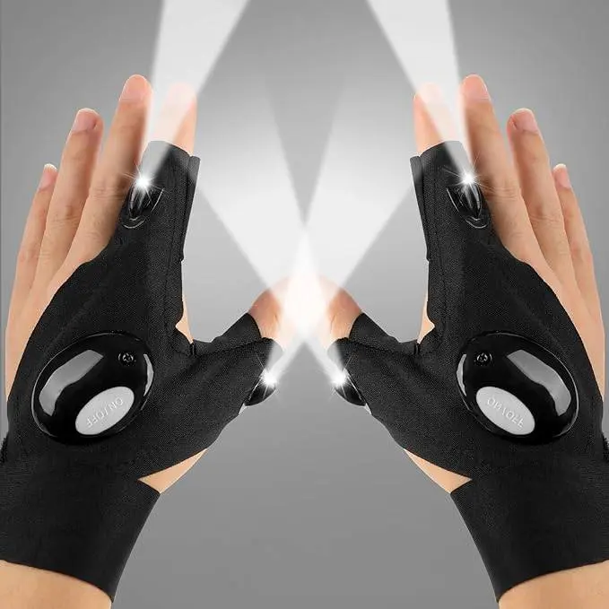 1pair Handsfree LED Flashlight Gloves, Fathers Day dad Gifts for Fishing dad, Camping Flashlight Gadgets for Men, Gloves with Lights for Working on Cars, Handy Mens Gifts, Mens Tools Gifts