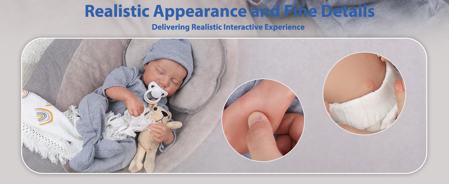 [WOOROY] Reborn Doll - Excellent Gift for Birthday Christmas Gift and New Year, 18" Full Vinyl Body Doll, Hand-painted Hair, Gift Ideas, Perfect Gift Choice for Kids Age 3+, Fake Baby Doll