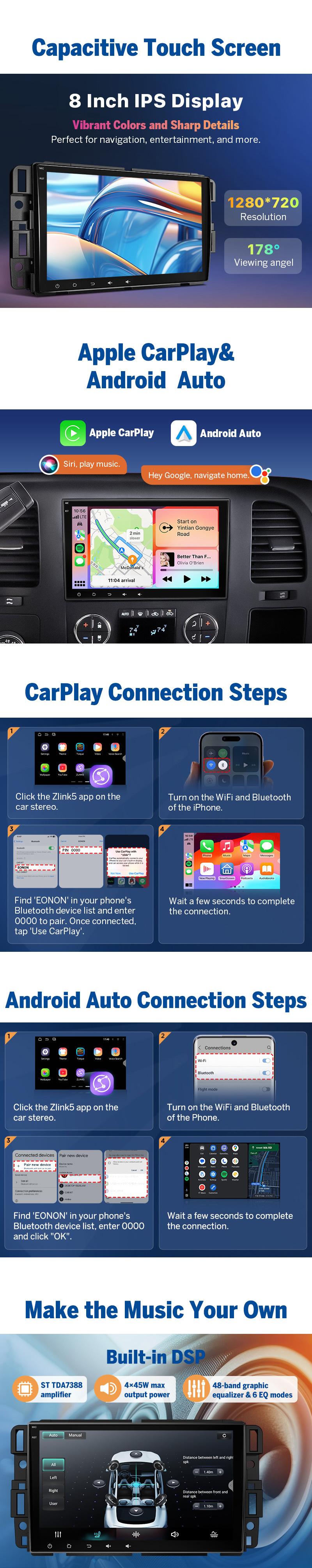 EONON Car Stereo for Chevy GMC Buick Chevrolet Silverado Sierra Suburban Impala Tahoe Avalanche Traverse HHR Acadia Yukon Truck, Wireless CarPlay & Android Auto Car Radio Touch Screen, 8" Android 13/14 Car head unit, SWC, BT, Jumpstart Sale, GMX7 / GMX6S2