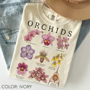 Vintage Orchid Shirt Comfort Colors, Botanical Orchid Flower Shirt, Cottagecore Floral Tee, Garden Tee, Nature Shirt, Orchid Collector Gift