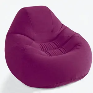 Flocking Single Lazy Inflatable Sofa Lounge Chair With Foot Pump