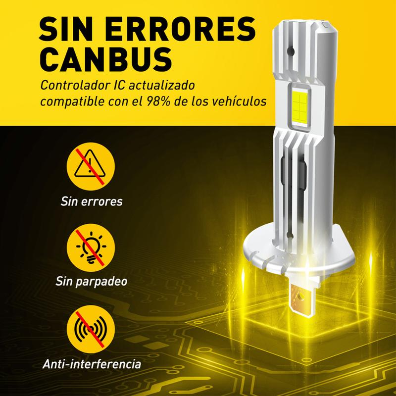 AUXITO FREE ERROR H1 LED 10000LM High Headlight Low Beam Kit 200W Bulb 6500K USA