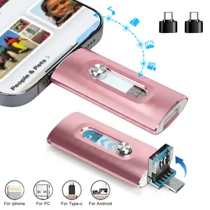 3-in-1 Flash Drive, High-Speed Photo Stick for External Memory Storage, Easily Back Up and Save Photos Videos, USB Memory Stick Thumb Drive for iPhone/iPad/Android/PC