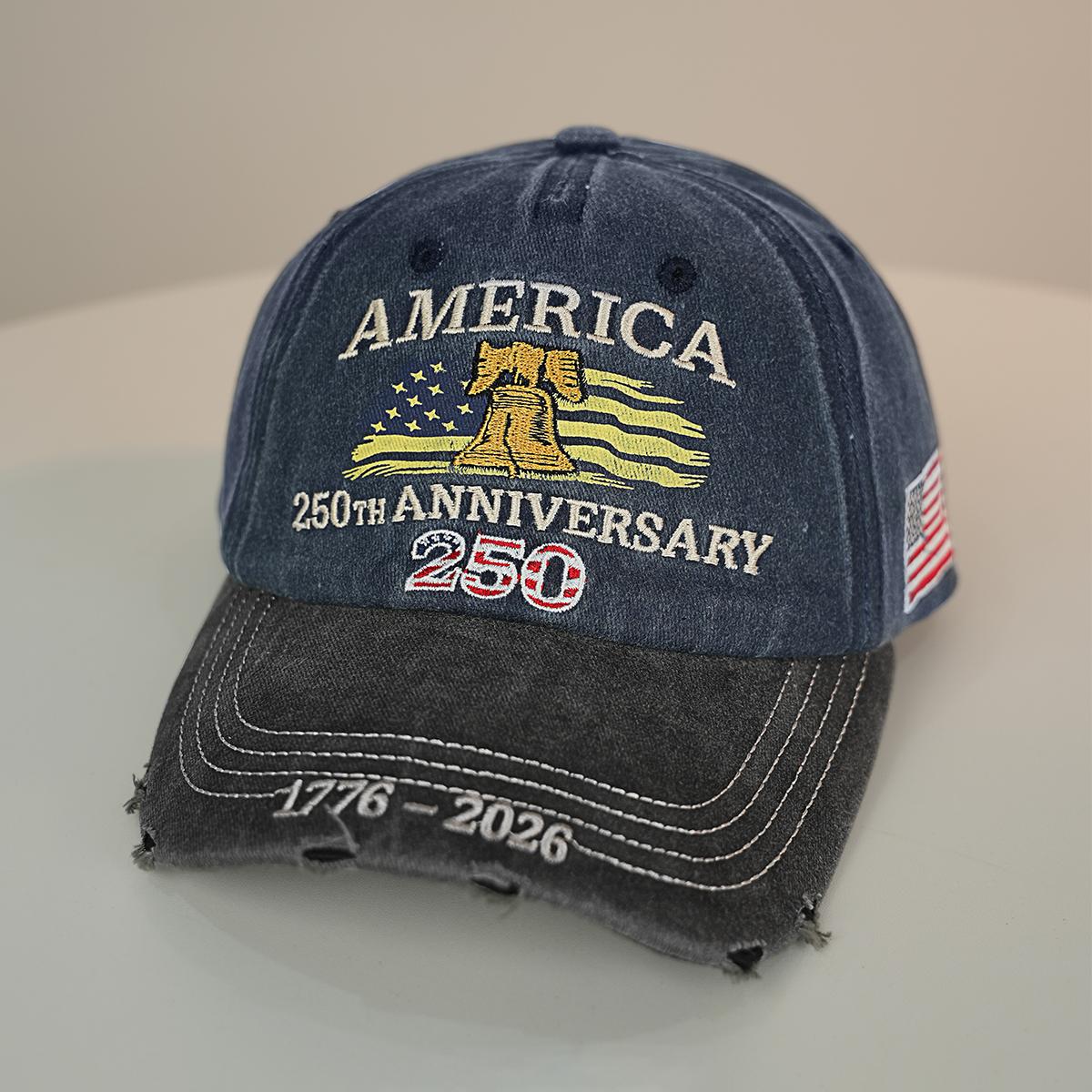 US 250th Anniversary Embroidered Baseball Cap, UPF 50+ Sun Protection Commemorative Hat