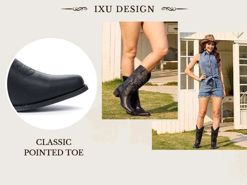 Cowboy Boots For WoMen  Western Retro Boot Durable Classic Fashionable Embroidered Pull On Slip Resistant Boots