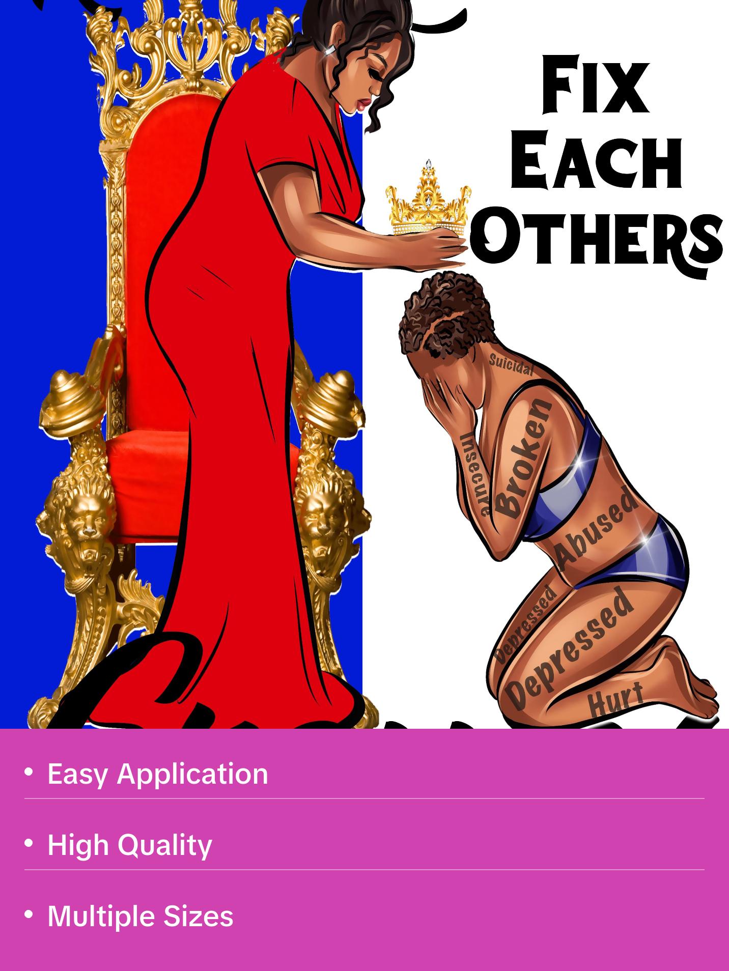 4-Pack, 6-Pack or 8-Pack DTF Heat Transfer Gang Sheet Real Queens Fix Each Others Crowns Ready to Press for DIY T-Shirt Printing