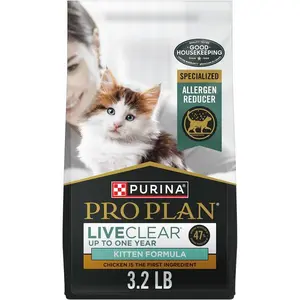 Purina Pro Plan LiveClear Dry Cat Food for Kittens Cat Allergen Reducer Chicken and Rice Formula - 3.2 lb. Bag