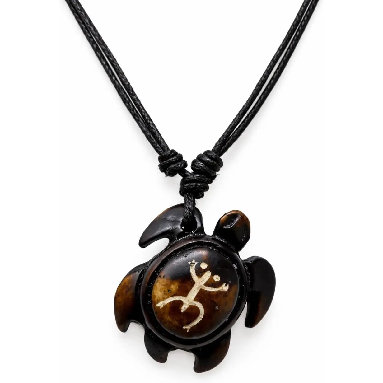 Puerto Rico Taino Coqui Sun Turtle Necklace Engraved Tribal Symbol Pendant on Adjustable Cord Authentic Taino Inspired Design Symbolic Turtle Shape Lightweight Everyday Wear