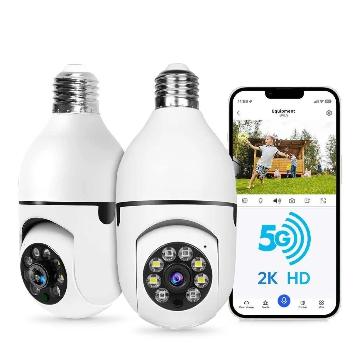 NOAHTECH 3MP Panoramic HD PTZ Bulb Security Camera - WiFi Home Security Monitoring Camera, Smart Home Gadget with Alexa, 2-Way Audio, Night Vision, Motion Sensor, Micro SD Support, Easy Indoor-Outdoor Installation