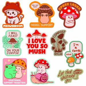 Mushroom Sticker Extra Large Stickers for Adults Funny Fungus Adhesives with Memes Funny Stickers with Colorful Graphic Decals Multi