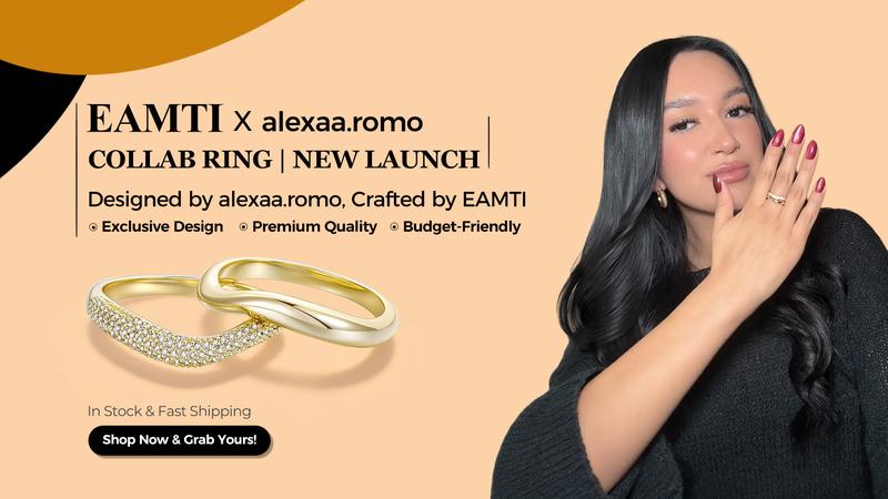 EAMTI × alexaa.romo Stackable Rings for Women 14K Gold Plated Stacking Cubic Zirconia Thumb Ring Set Trendy Statement Chunky Band Rings