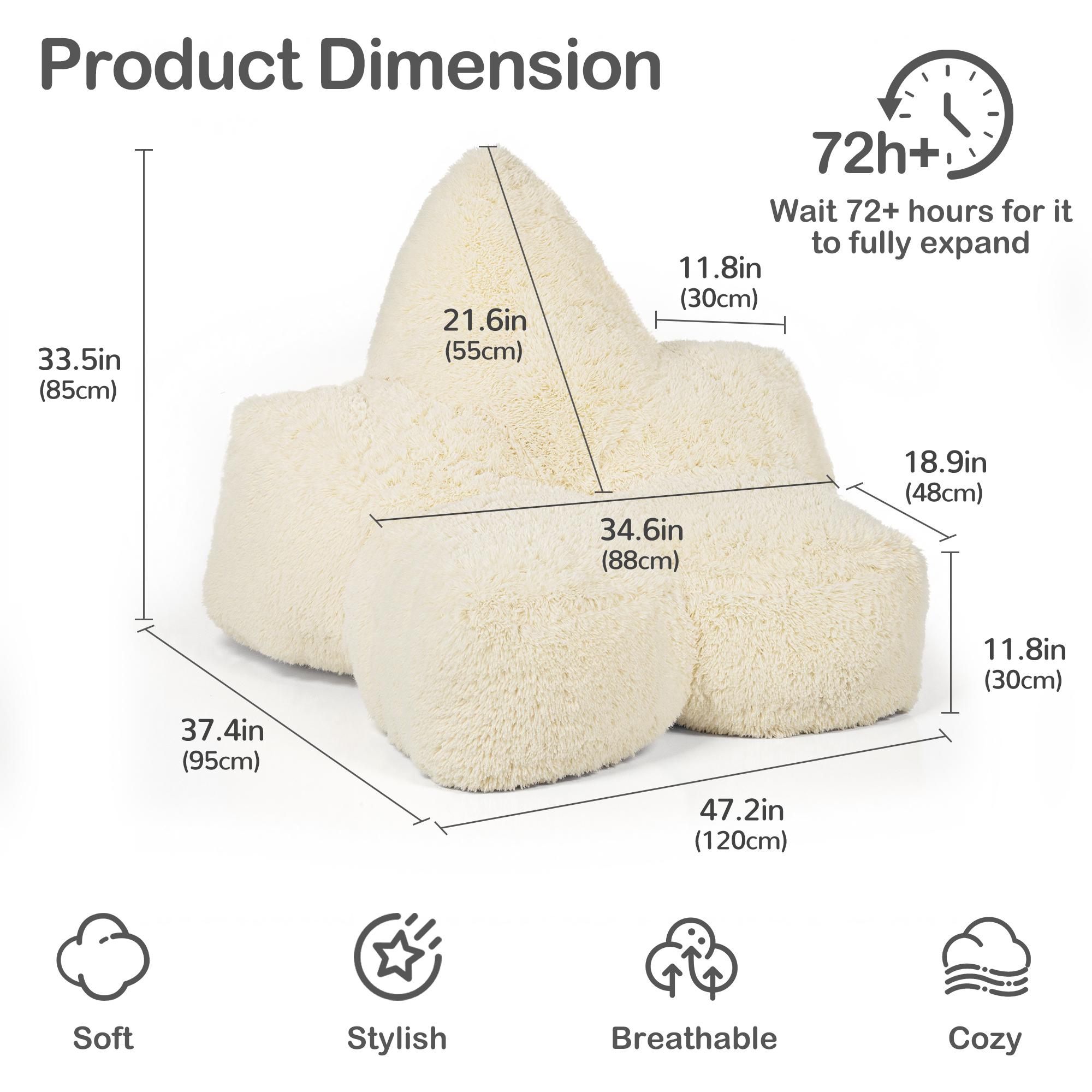 Plush Fluffy Faux Fur Star-shaped Bean Bag Chair Filled Memory Foam For Living Room, Bedroom Plush Fluffy Faux Fur Star-shaped Bean Bag Chair Filled Memory Foam For Living Room, Bedroom