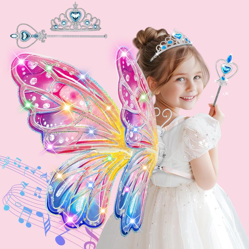 Light Up Fairy Wings for Girls - LED Butterfly Wings with Music for Kids Aged 3 4 5 6 7+ Costume, Birthday Christmas Party Costume Princess Toys for Girls Light Up Fairy Wings for Girls - LED Butterfly Wings with Music for Kids Aged 3 4 5 6 7+ Costume, Birthday Christmas Party Costume Princess Toys for Girls