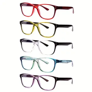 5-pack Anti-blue Light Reading Glasses For Unisex.Minimalist Colorful Lightweight Frame, With Spring Hinges,Fashionable Reading Glasses. Advanced anti-blue light lenses effectively block harmful blue light. Reading,Office Work And Outdoor Activities
