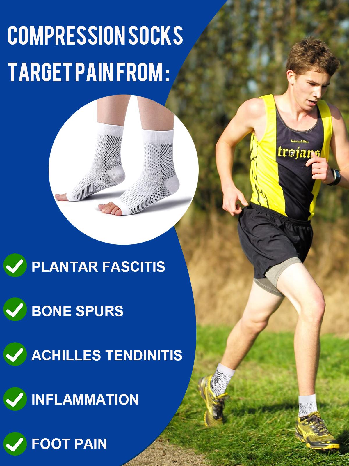 4Pair Plantar Fasciitis Compression Socks - Plantar Fasciitis Relief for All Day Wear - Best Ankle Sleeve and Arch Support for Foot Pain and Comfort Black compressionsocks