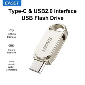 EAGET 2-in-1 USB Type-C Flash Drive,Mini Portable Metal USB Drive,Plug & Play External Storage for Android Phone/PC/Tablet, High-Speed Memory Stick