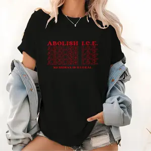 Revolutionary Activism Tee With Powerful No Human Is Illegal Message On Stylish Abolish Ice Shirt
