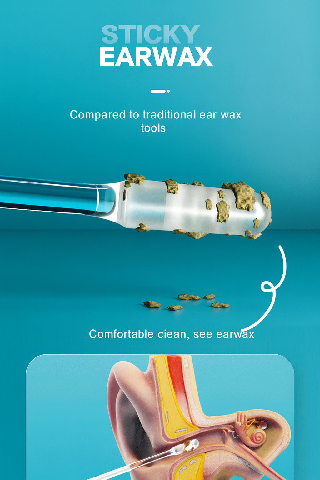 Sticky Ear Cleaner Tool Stick Earwax Remover Sticks for Effective Ear Cleaning and Debris Removal Portable Gentle， Reusable Ear Wax Removal，Suitable for dry ears
