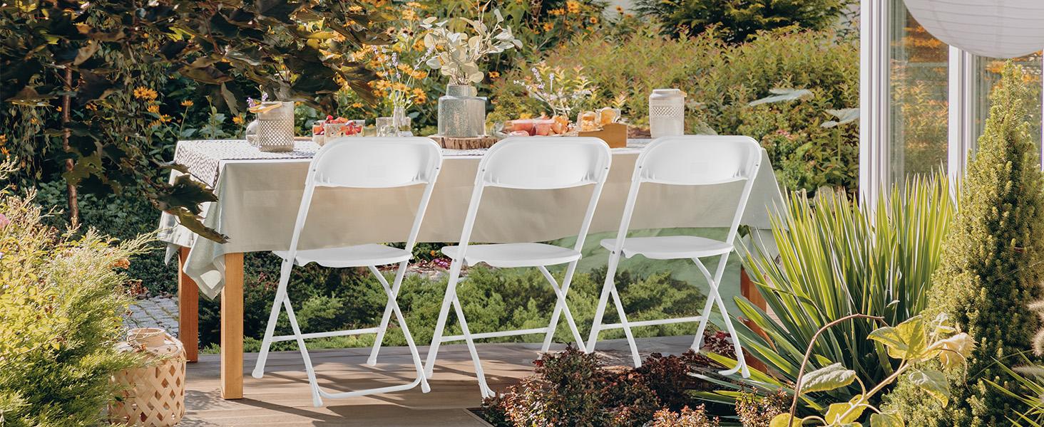 Plastic Folding Chairs with 330-Pound Capacity, Sturdy Metal Foldable Chairs, Outdoor and Indoor, for Home, Office, Party, Comfy