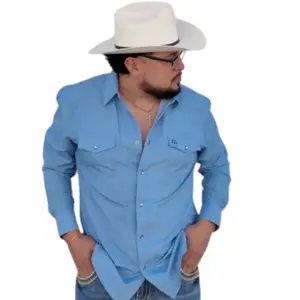 Camisa Vaquera Boton Broche con Doble Bolsa y Detalle Bordado - White Diamond