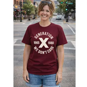 Made In USA, Generation X 1965 1980 We Don't Care T-Shirt, Retro Graphic Apparel, Trendy Casual Printed Cotton Menswear, Unisex Everyday Outfit, 80s 90s Nostalgia Gift Idea