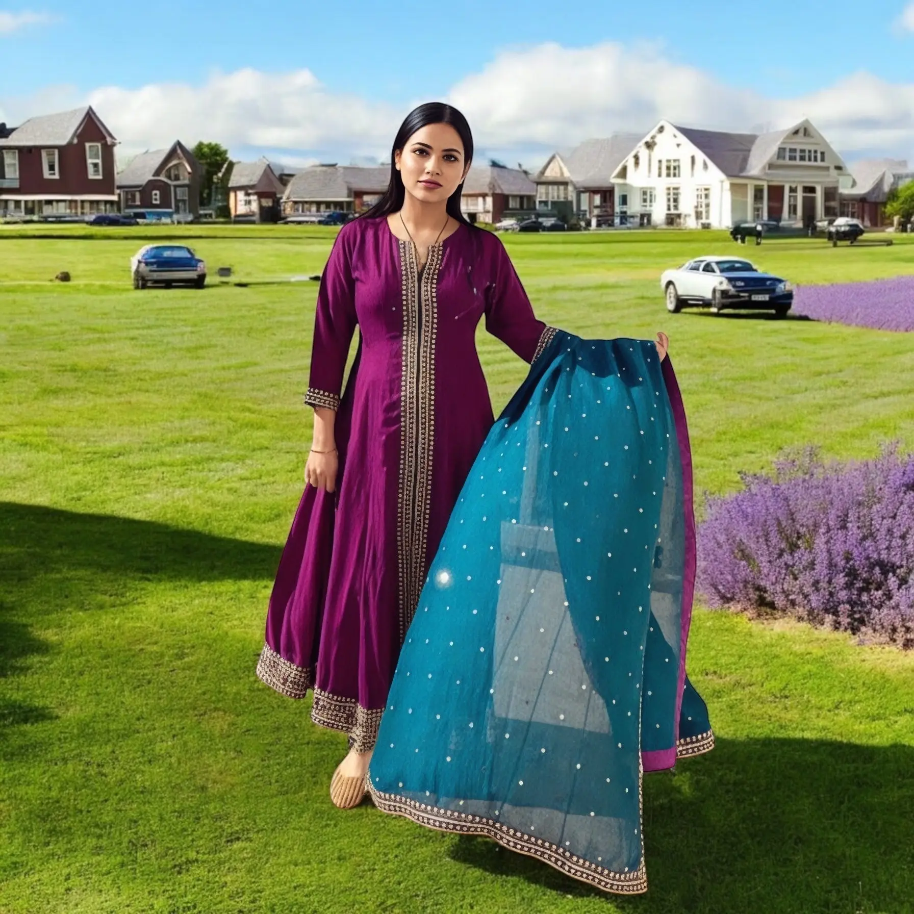 Middle cut long kurta set Middle cut long kurta set