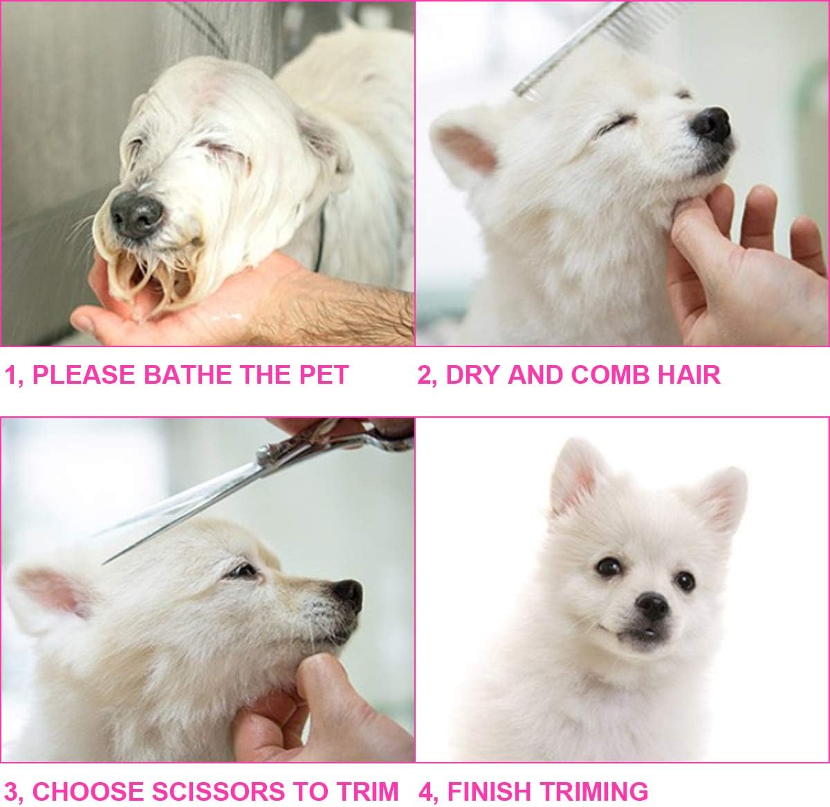 5-in-1 Professional Dog Grooming Scissors Kit – Pet Grooming Shears with Safety Round Tips, Titanium-Coated Stainless Steel for Dogs & Cats