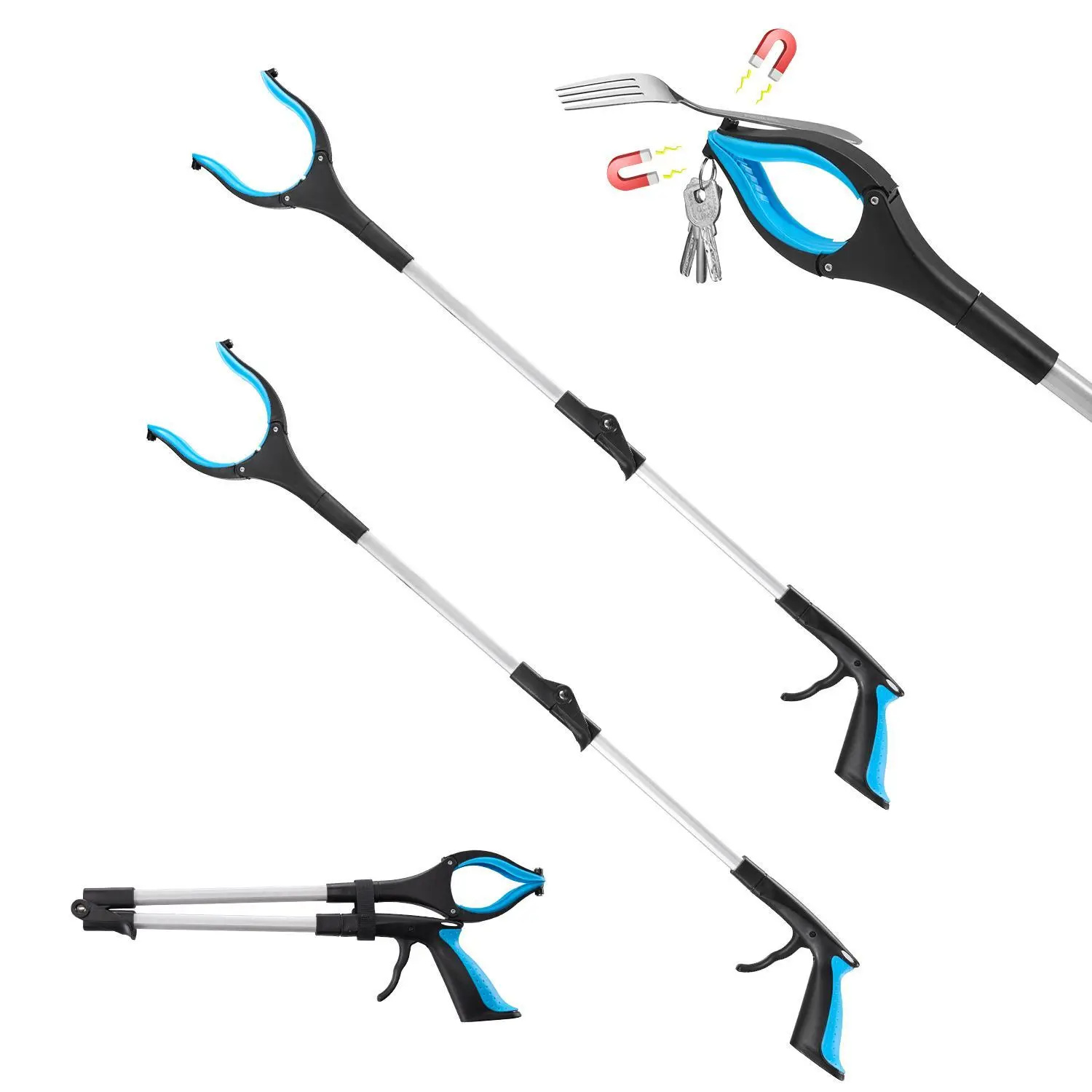 【SummerFinds】VEVOR Grabber Reacher Tool,  , 2-Pack 34" Foldable Reacher Grabber Pickup Tool with 360° Rotating Wide Jaw and Dual-Sided Magnet, Lightweight Grabber Reacher Tool for Seniors, Trash Picker Upper Grabber