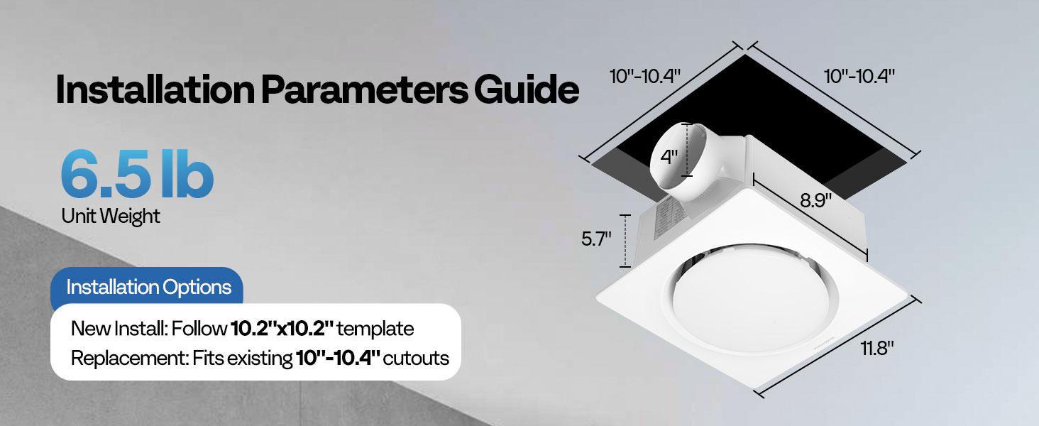 VIVOHOME Autoflow Bathroom Exhaust Fan with Light & Humidity Sensor (30-110-160CFM) - 2700K/4000K/5700K & Energy Efficient EC Motor, Constant Airflow (Install Kit, 4-in Duct)