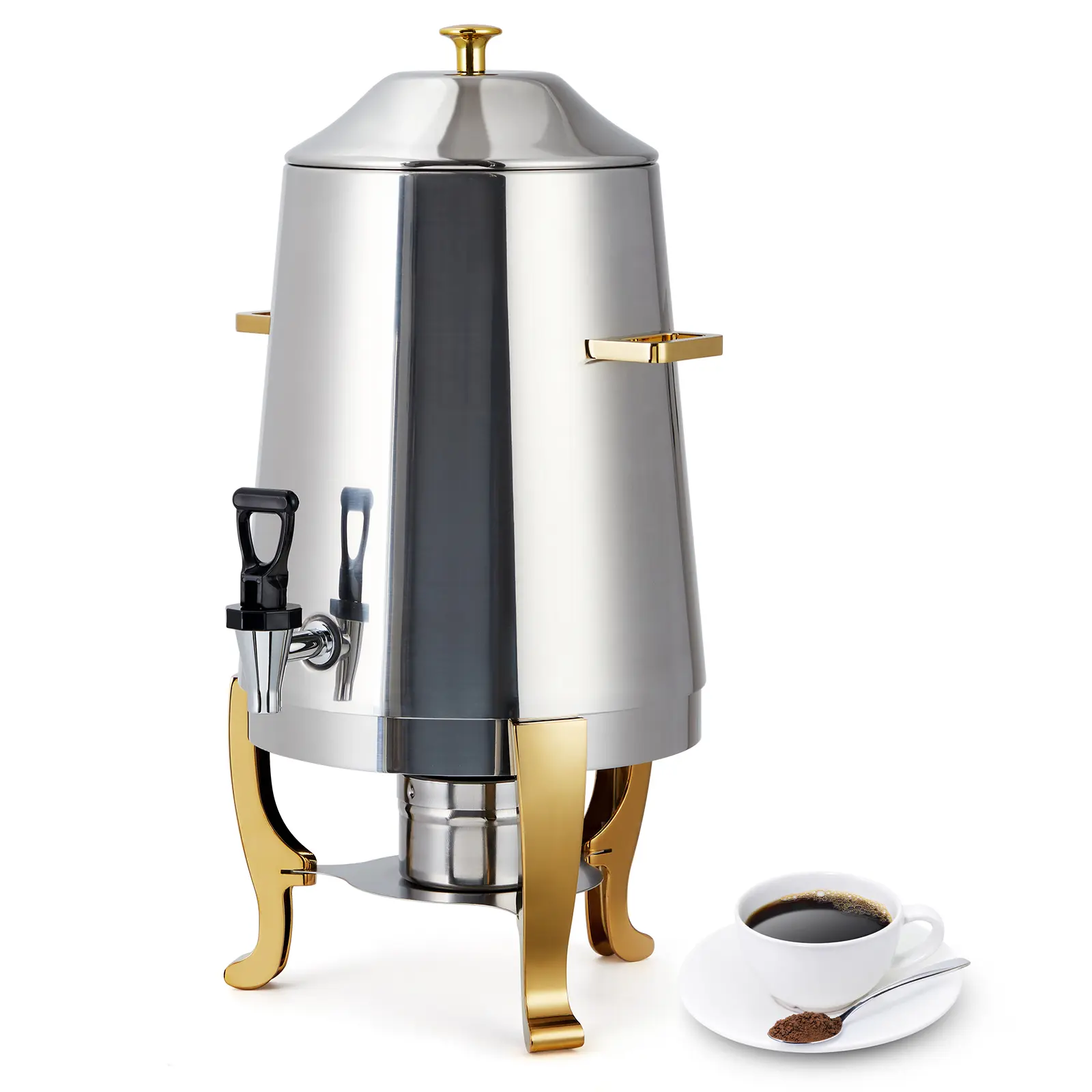 Commercial Hot Drink Dispenser, Home 13L/3.5 Gallon Stainless Steel Coffee Urn with Fuel Tray, Portable Hot Beverage Dispenser for Coffee Tea Juice, Perfect for Buffets, Catering and Party Events