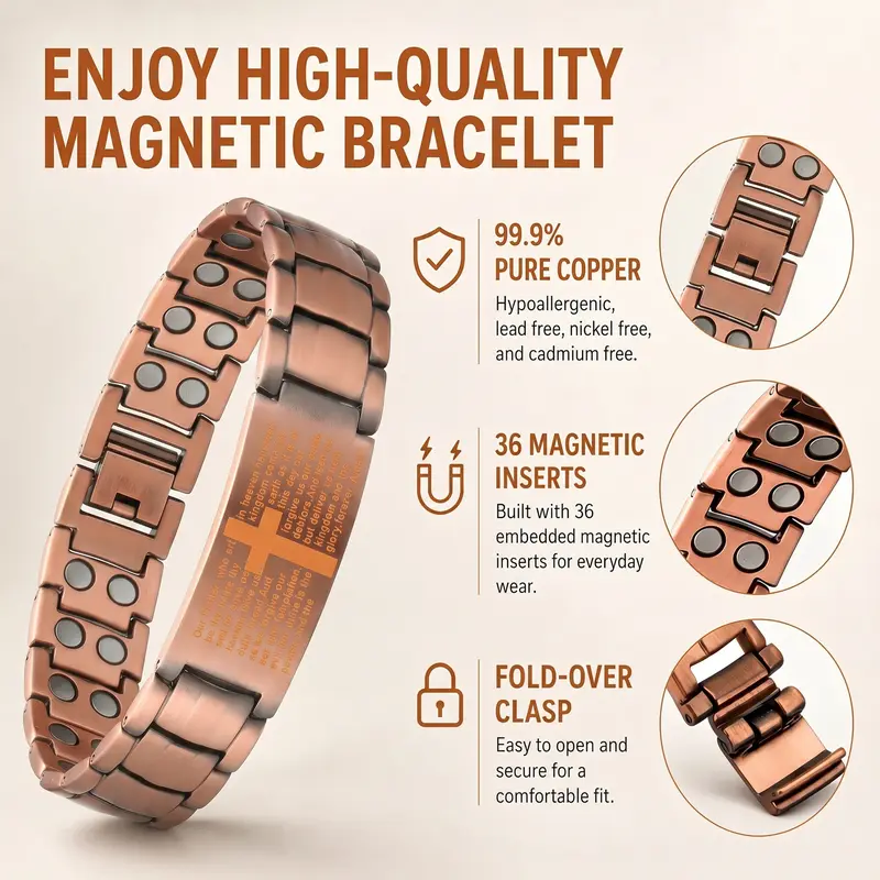 YLNWH Copper Magnetic Therapy Bracelet for Men & Women, 3X Ultra Strength Magnetic Bracelets, Copper with 3500 Gauss Neodymium Magnets, Eliminate Static Electricity, Magnetic Field Therapy Jewelry YLNWH Copper Magnetic Therapy Bracelet for Men & Women, 3X Ultra Strength Magnetic Bracelets, Copper with 3500 Gauss Neodymium Magnets, Eliminate Static Electricity, Magnetic Field Therapy Jewelry