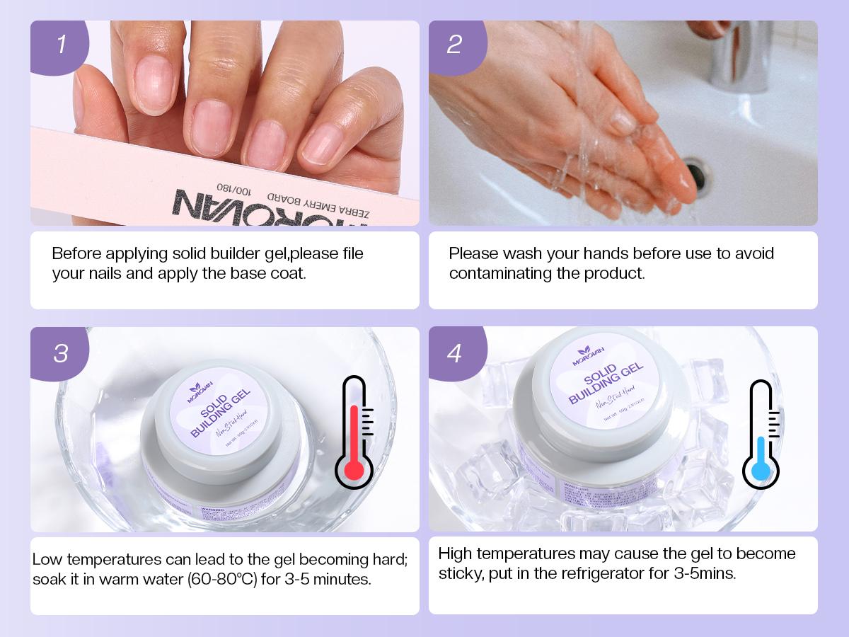 Morovan Solid Builder Nail Gel: 60g Large Capacity Nail Builder Gel for 3D Sculpting Non-Sticky Hard Gels for Nails Extension Carving Soak Off UV LED Salon Home DlY