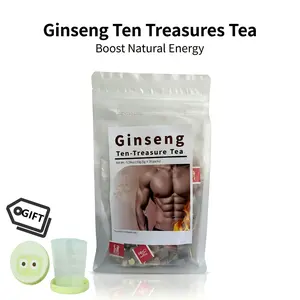 Super Ginseng Ten-Treasure Tea - 30 Bags Herbal Beverage for Vitality, Natural Ingredients, No Additives, Caffeine Free, 10 Premium Ingredients Blend
