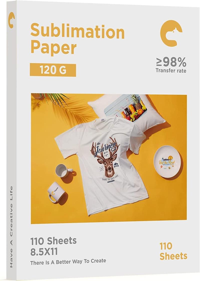 Sublimation Paper 8.5x11 Inch, Work with Sublimation Ink and E Sawgrass Inkjet Printers for Mugs T-Shirts Light Fabric and Other Sublimation Blanks (110 Sheets, 120G) (A-8.5x11)