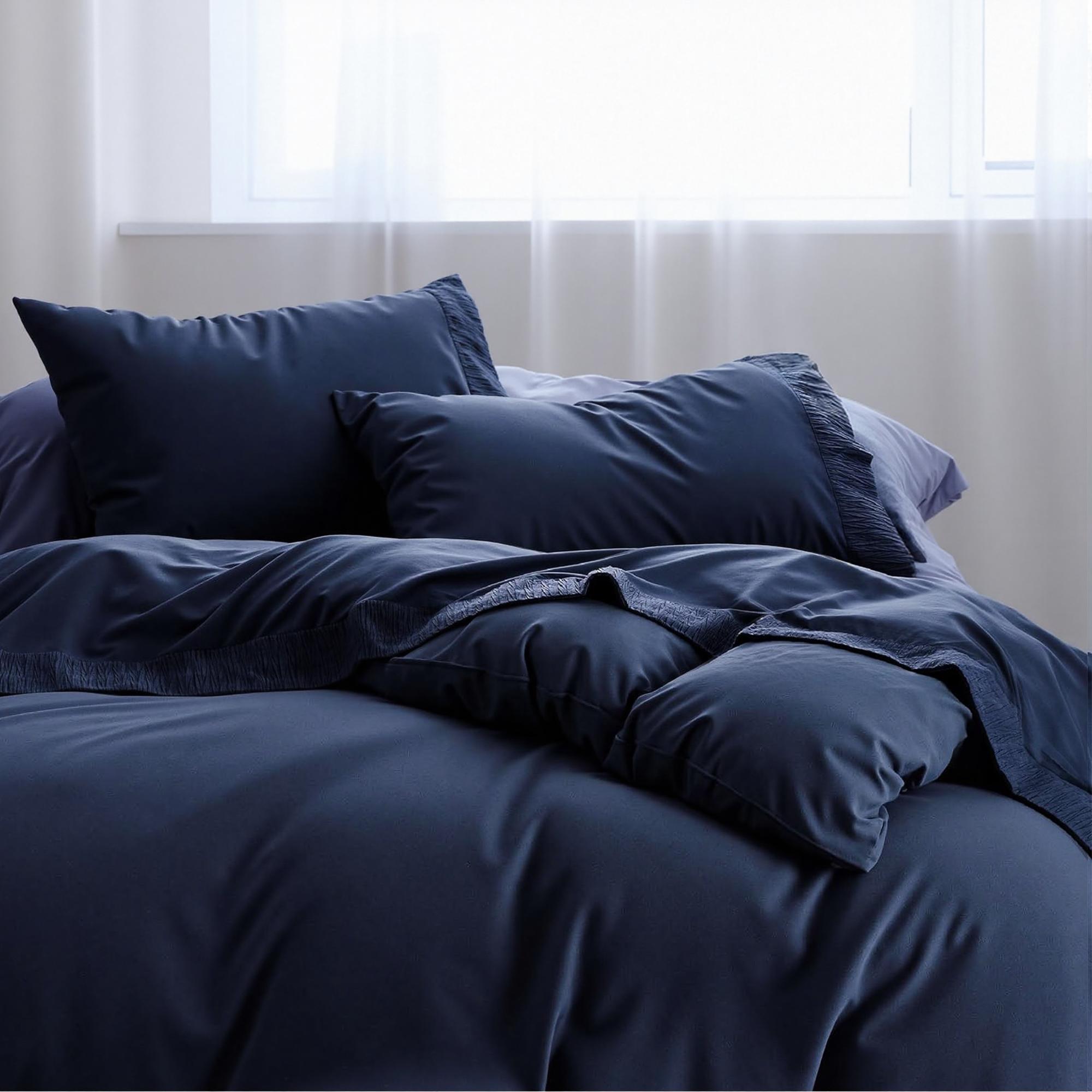 4-Pc Bed Sheets Set - Romantic Embossed Design & Brushed Microfiber  Bed Set- King Bed Sheet & Pillowcases - Upto 14" Deep Pocket Hotel Luxury Queen Sheets