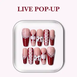 NailPhoria CORSET WHISPER - Valentine Handmade Press-On Nails | Reusable, Salon-Quality, Long-Lasting, Glossy Design