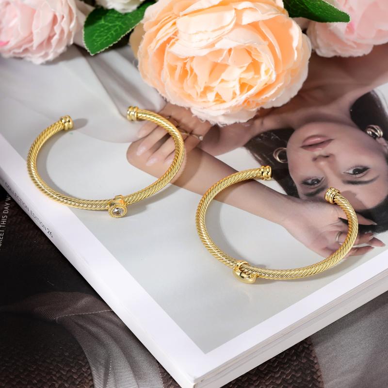 Aprilery Celestial Sun & Moon Cuff Bracelet – Twisted Golden Design with Day-Night Motifs