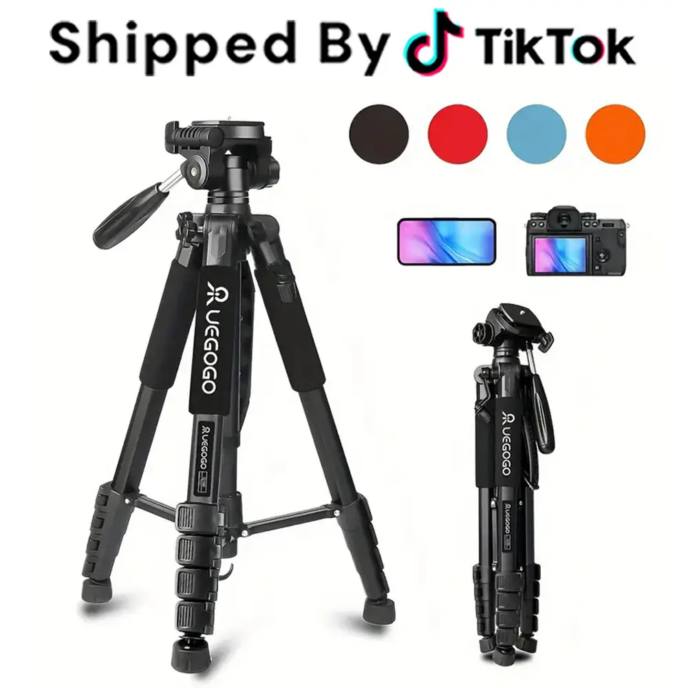 Professional Aluminum Portable Camera Tripod with 3-Way Pan Head - 187cm (74in) Adjustable, Compact Travel Design for DSLR, Smartphone Vlogging, Streaming, Wildlife Photography, Studio Setup#SummerWins#BackToSchoolDeal, Tripod For Iphone, Landscape Photog