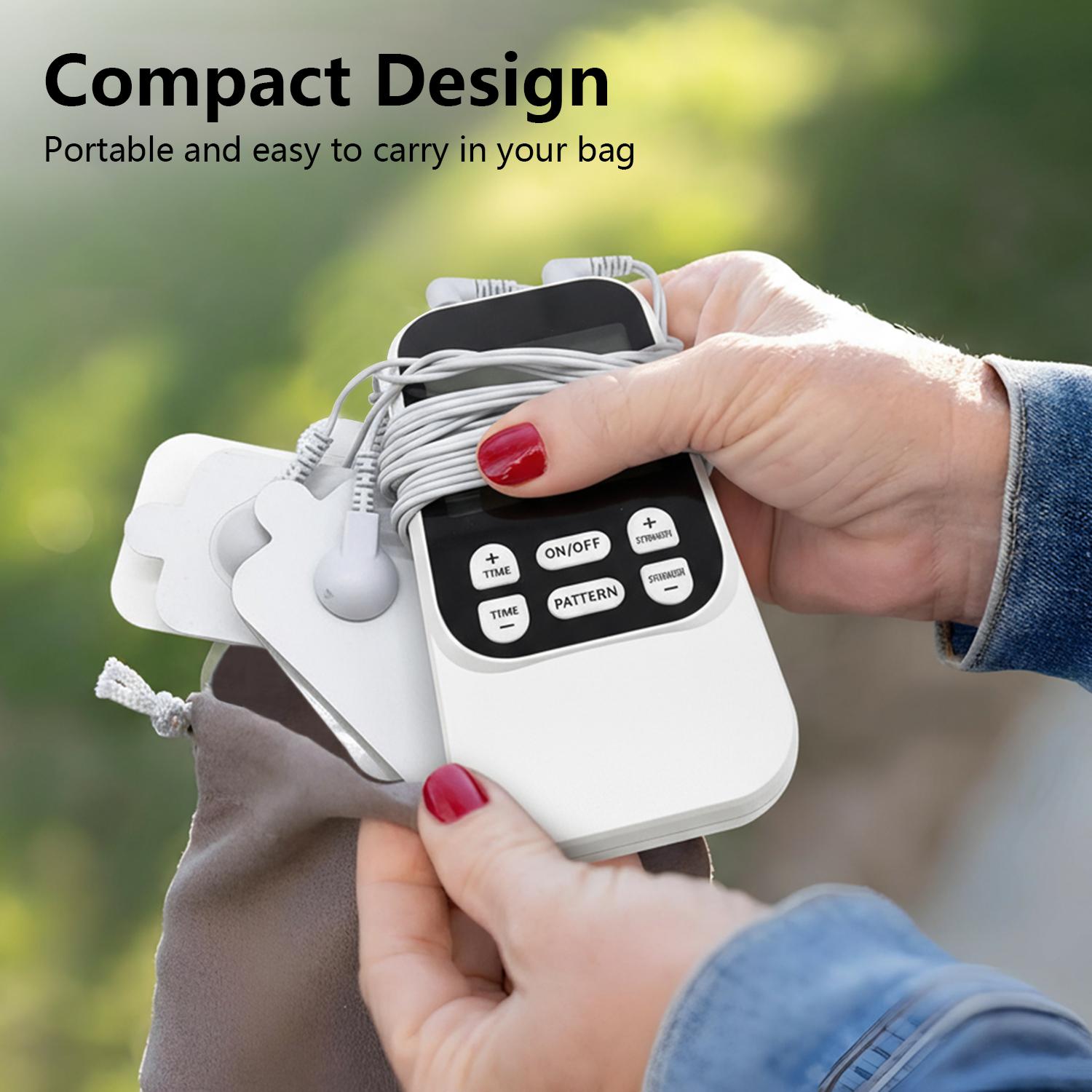 Dual Channel TENS EMS Muscle Stimulator – 10 Modes 4 Electrode Pads 30 Intensity Levels, Compact & Rechargeable for Back Neck Shoulder Pain