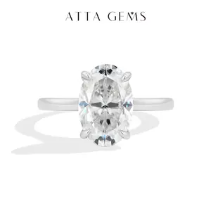 ATTAGEMS 4.5CT Oval Cut D Color VVS1 Lab-Created Moissanite Ring for Women S925 Sterling Silver  Wedding Ring  Anniversary Birthday Engagement Jewelry Gift SpringStatements R371
