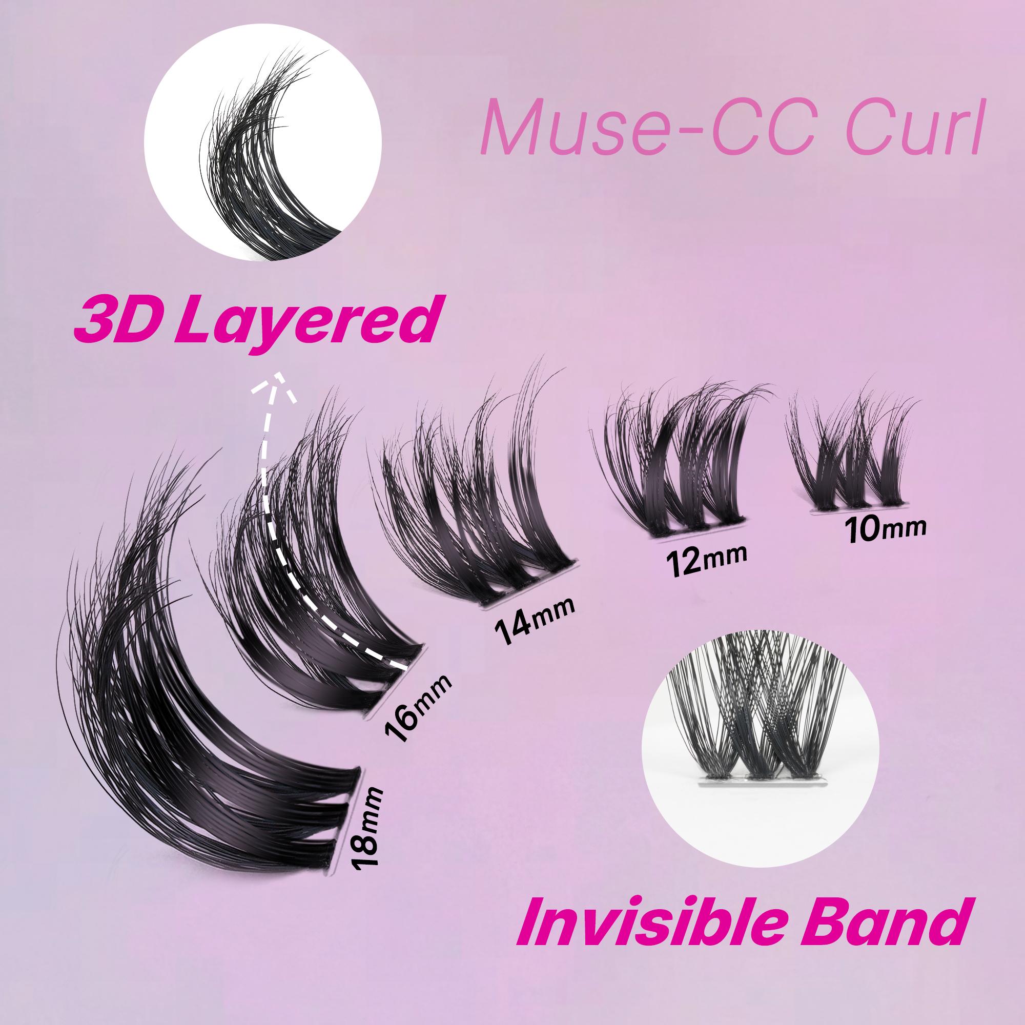 veyesbeauty VB-Muse 3D Volume Cluster Lashes Individual Lash Extensions Layered Fluffy Eyelashes Wispy Faux Mink Lash Newbie's Five-Second DIY Mixed Length Large Tray for Self Application Makeup at Home Cosmetic Eyelashes Extensions