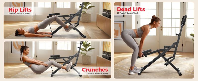 FEIERDUN Squat Machine for Home, 3 Resistance Levels, Glute Trainer & Rowing, Foldable, Easy Setup, 330 LBS Capacity, Full Body Workout, Strength & Balance