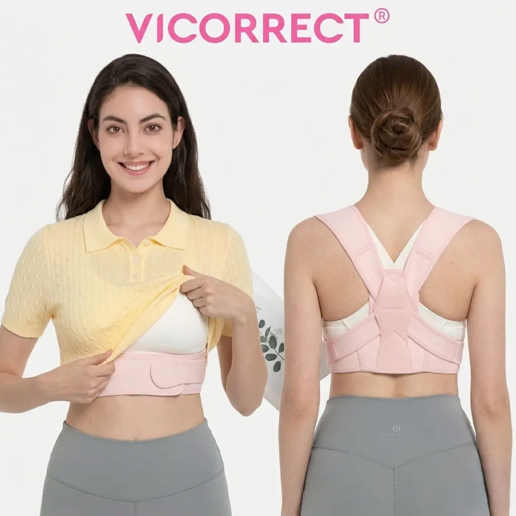 VICORRECT Unisex Adjustable Posture Corrector for Men and Women, Suitable to wear under clothes Back Pain Correction, Fitness Shoulder Straps Healthcare Equipment
