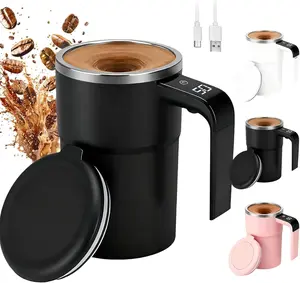 Automatic Stirring Coffee Cup with Temperature Display, Rechargeable Coffee Mug, Self Stirring Mug with Lid, Stainless Steel Material Suitable for Coffee, Milk, and Other Beverages easy meal freelectric citrus juicer squeezer premihealthy oil-free cooking