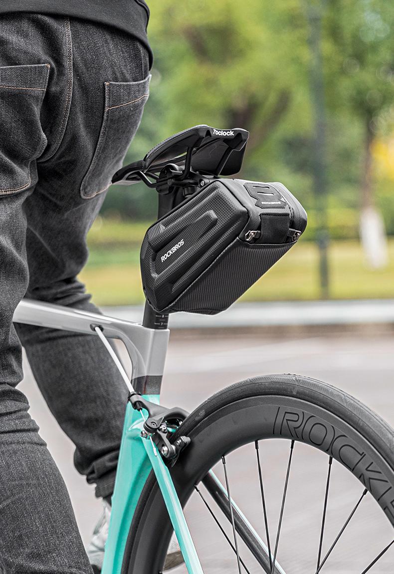 ROCKBROS Bike,Bicycle Saddle Bag Under Seat 3D Hard Shell Bike Seat Bag with Silver Reflective Strip Bike Bag for Mountain Road Bikes, Quick Release 1.7L