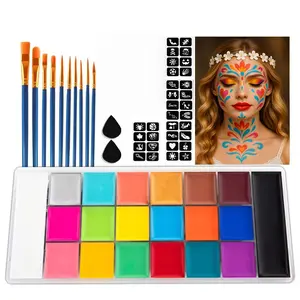 Football Carnival, Midsummer Night, face painting plate, sporting events, festivals and parties, audience cheering props, multiple colors, brush included, professional glitter non-toxic and safe oil-based body painting palette, tattoo painting set