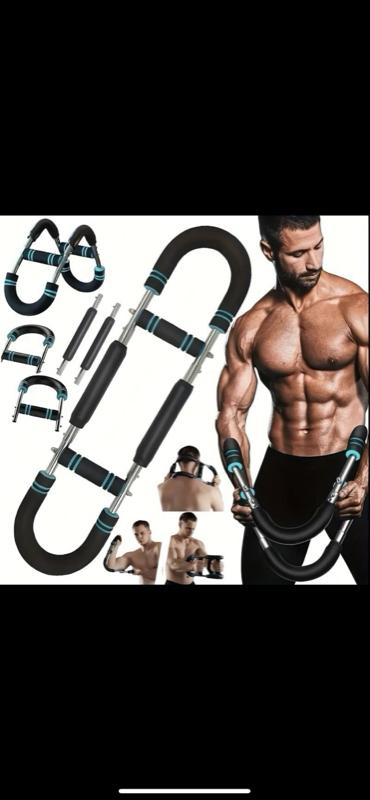 Arm Strength Trainer U-shaped Multi-functional Adjustable Forearm Strengthener Chest Exercise Equipment Triceps Portable Spring Resistance 2 Levels of Adjustable Resistance Bands Comfortable Grip Detachable Design Home Gym Equipment Stainless Steel Arm Mu