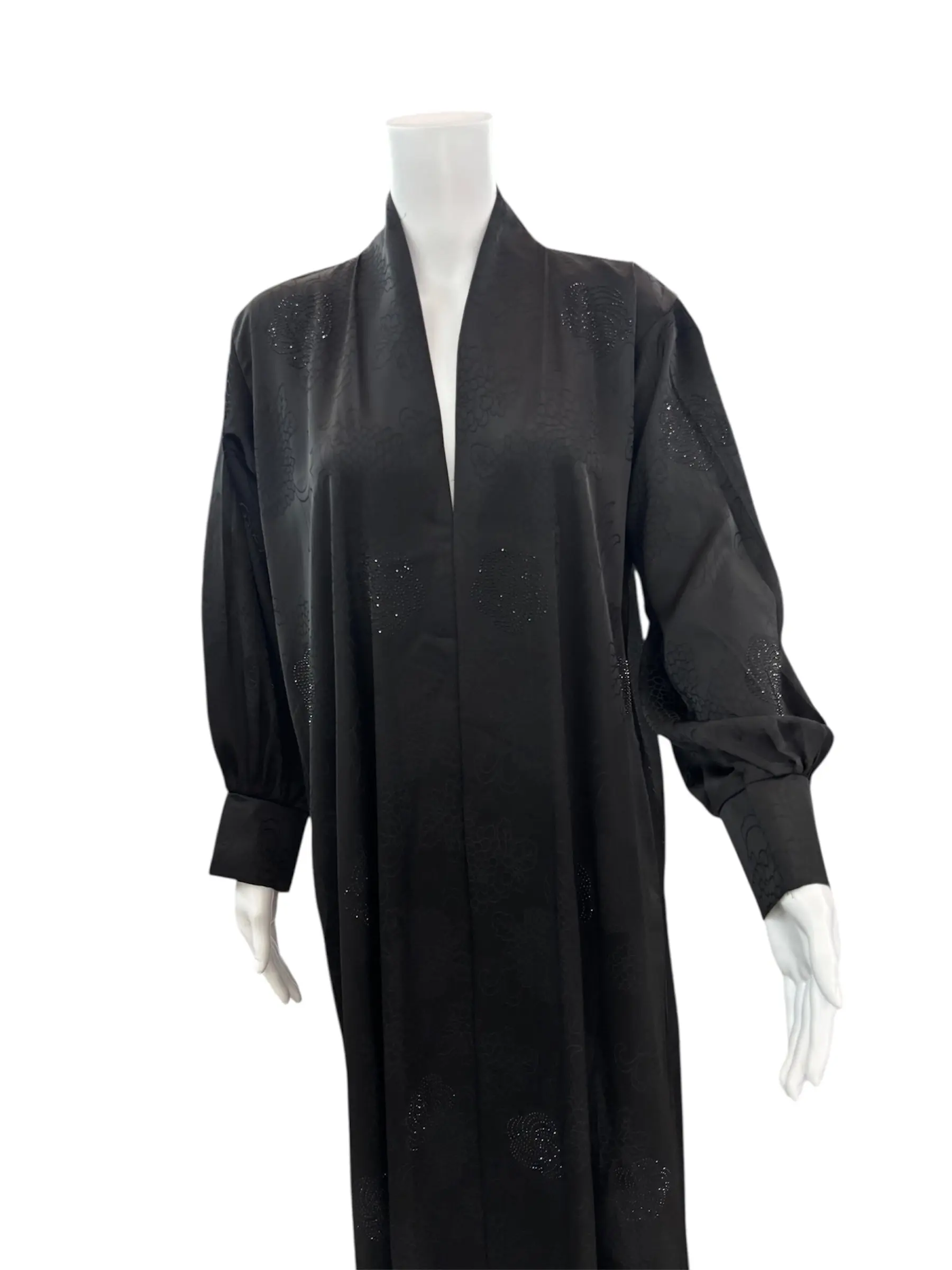 Silky Black Open Abaya